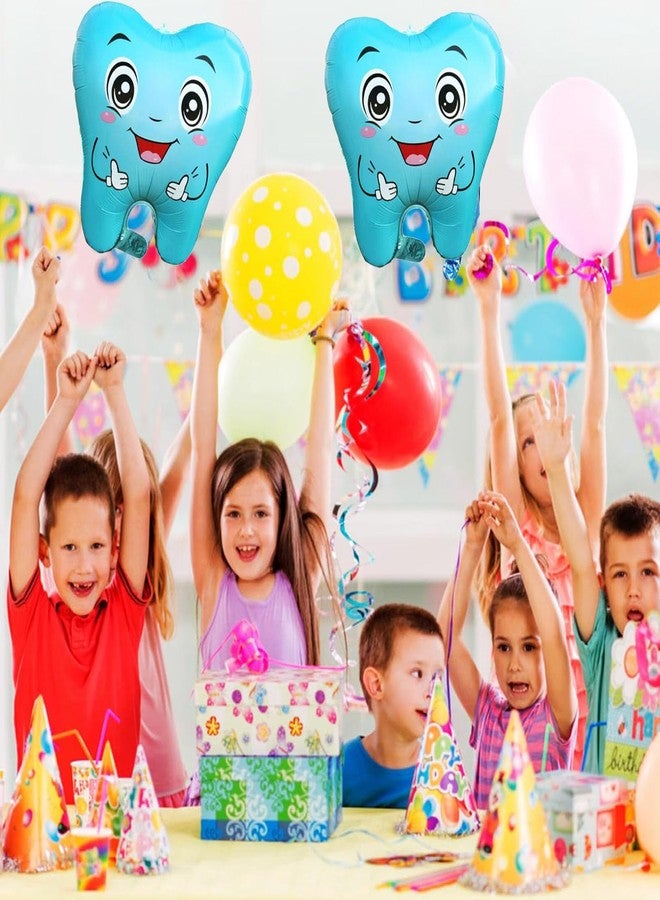 OHLIGEI 5PCS Blue Tooth Shaped Foil Balloons Teeth Mylar Balloons Tooth Inflatable Balloons for Tooth Themed Birthday Party Decorations Blue - Image 5